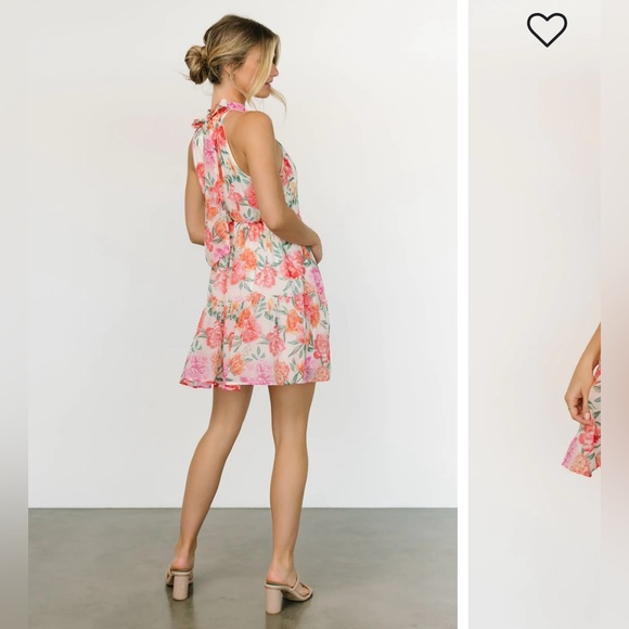 Blanche Halter Short Dress | Ivory Floral - Picture 2 of 5